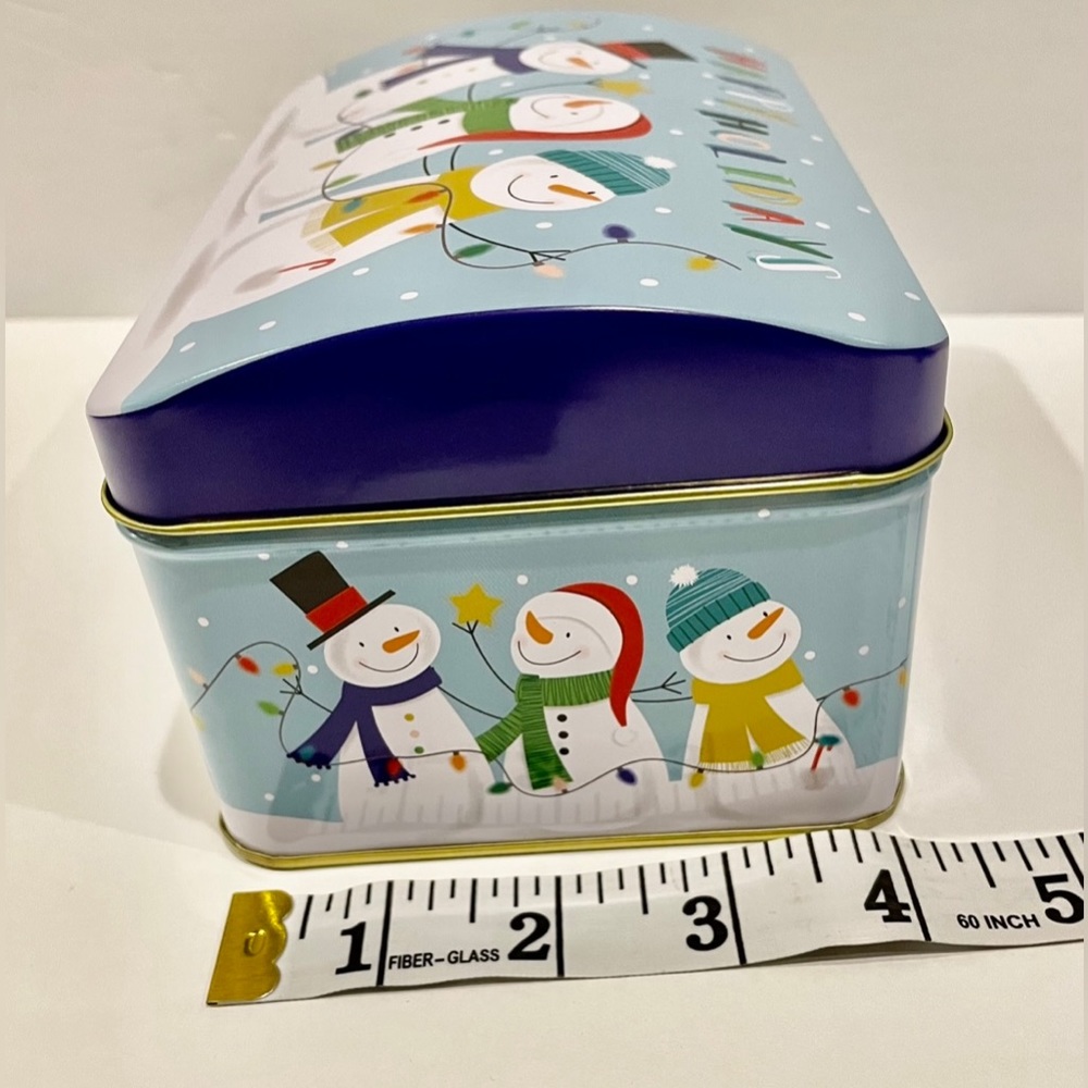 Snowman Holiday Metal Storage Tin - NWT - Picture 3 of 6